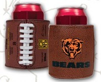 leather personalized koozies that look like footballs